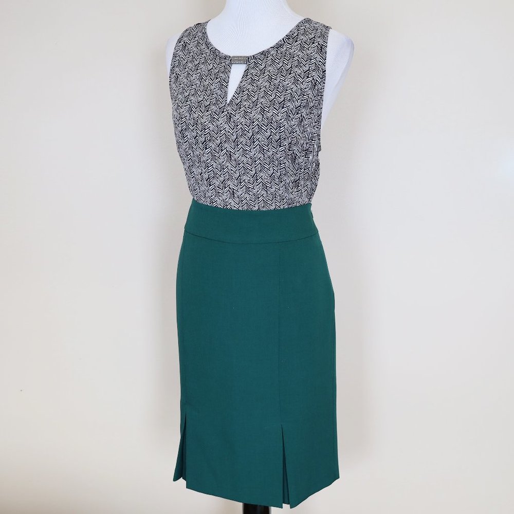LAUNDRY BY SHELLI SEGAL Size 12 Green Black Skirt Blouse Set Career